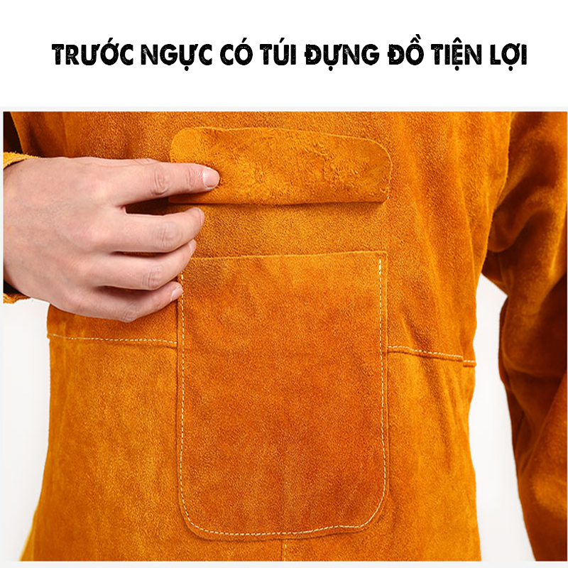 Áo Khoác Chịu Nhiệt Da Bò Chuyên Dụng Cho Thợ Hàn