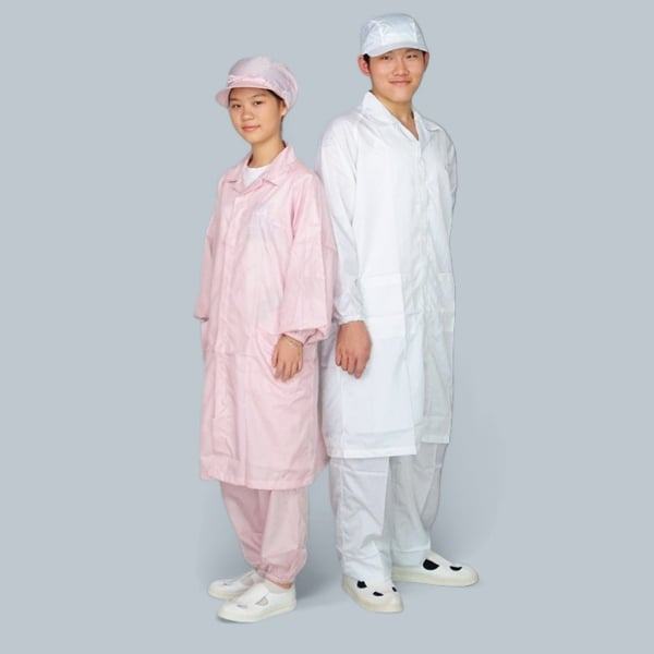Áo Khoác Dài Phòng Sạch Có Vạt Cổ Áo Chống Tĩnh Điện