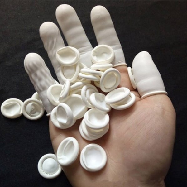 Bao Ngón Tay Cao Su TrắngVàng Có Đai Chống Tĩnh Điện Chống Trượt Finger Cots (500g1 gói) - Loại Dùng Một Lần