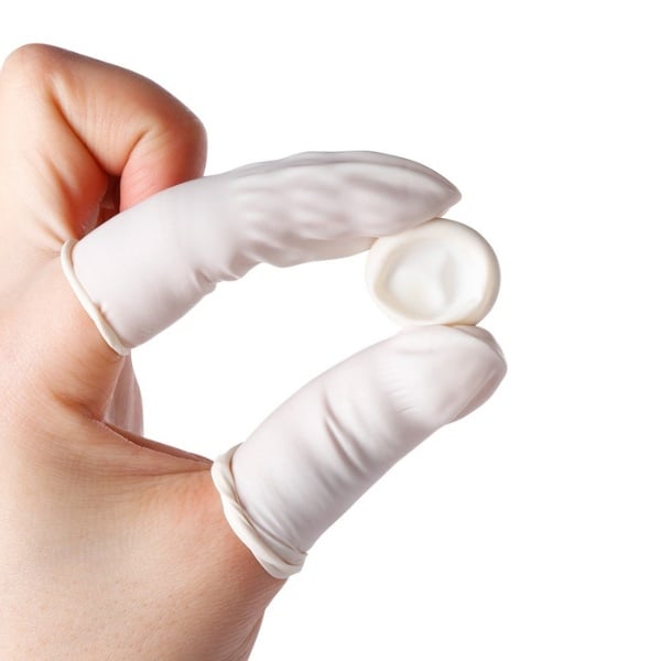 Bao Ngón Tay Cao Su TrắngVàng Có Đai Chống Tĩnh Điện Chống Trượt Finger Cots (500g1 gói) - Loại Dùng Một Lần