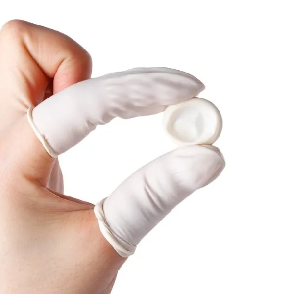Bao Ngón Tay Cao Su TrắngVàng Có Đai Chống Tĩnh Điện Chống Trượt Finger Cots (500g1 gói) - Loại Dùng Một Lần