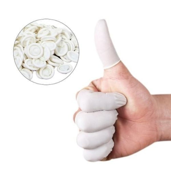Bao Ngón Tay Cao Su TrắngVàng Có Đai Chống Tĩnh Điện Chống Trượt Finger Cots (500g1 gói) - Loại Dùng Một Lần