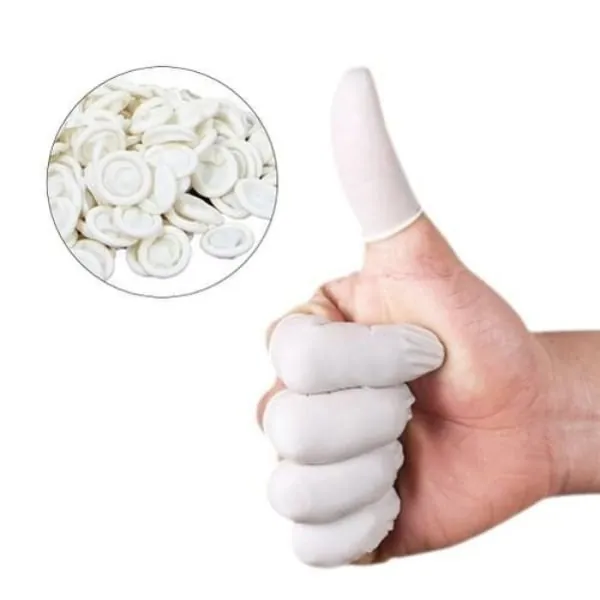 Bao Ngón Tay Cao Su TrắngVàng Có Đai Chống Tĩnh Điện Chống Trượt Finger Cots (500g1 gói) - Loại Dùng Một Lần