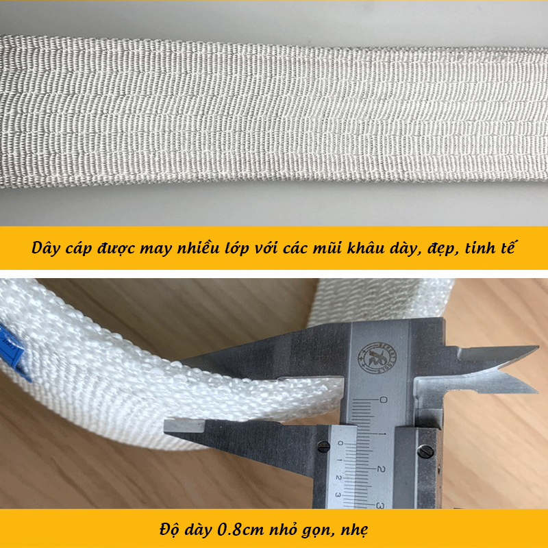 Dây Cáp Vải Cẩu Hàng Trắng Bằng Sợi Nylon Polypropylene Tổng Hợp Tải Trọng 2-10 Tấn