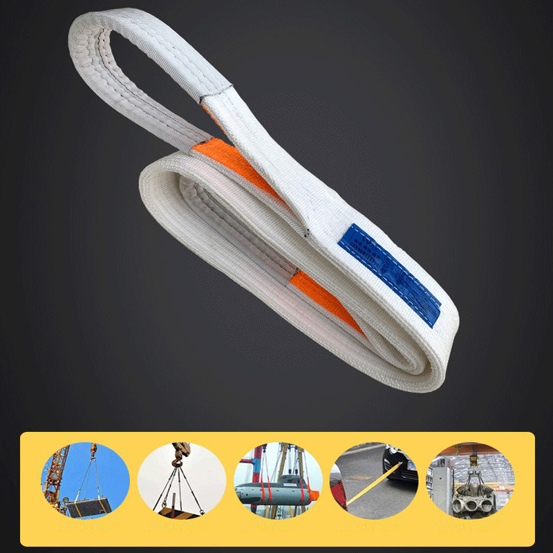 Dây Cáp Vải Cẩu Hàng Trắng Bằng Sợi Nylon Polypropylene Tổng Hợp Tải Trọng 2-10 Tấn