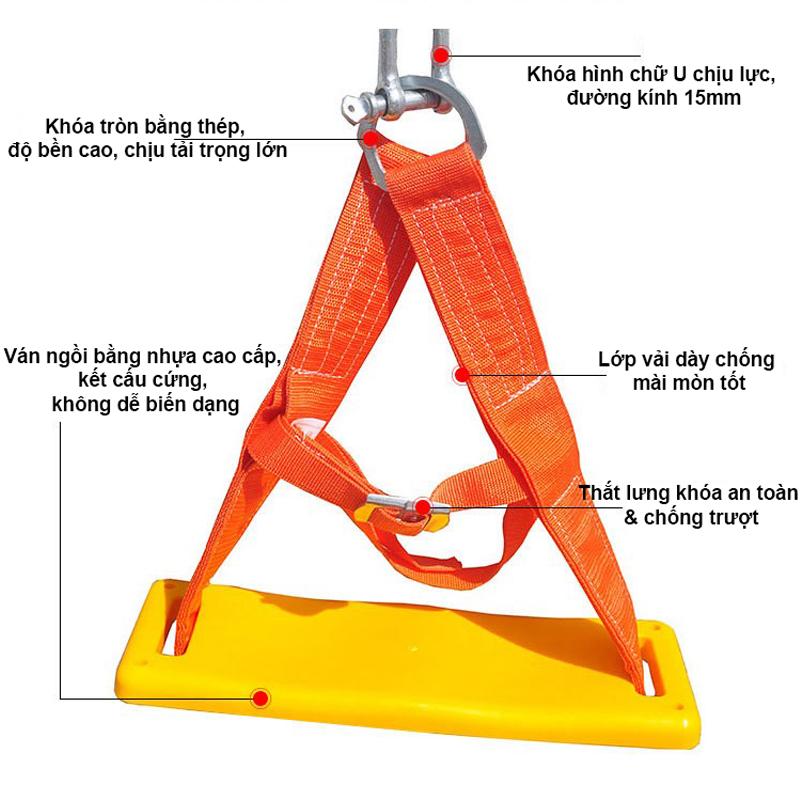Ghế Đu Vệ Sinh Cửa Kính Nhà Cao Tầng Bao Gồm Ghế Nhựa, Dây 6 Lớp & Khóa Chữ U
