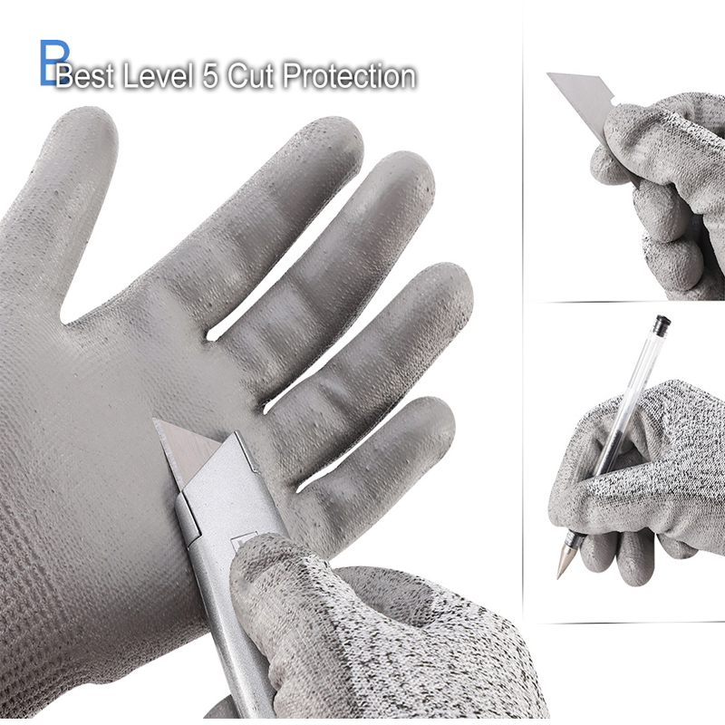 Bao Tay Bảo Hộ Chống Cắt Chất Liệu HPPE Cấp Độ 5 Phủ PU Dài 25Cm
