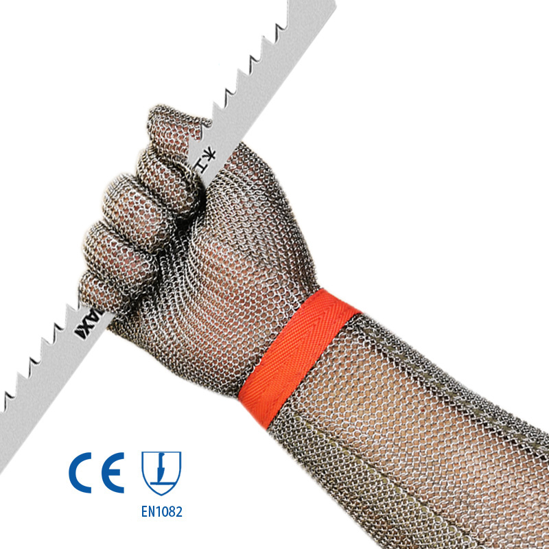Bao Tay Chống Cắt Inox 5 Ngón Loại Dài 37cm