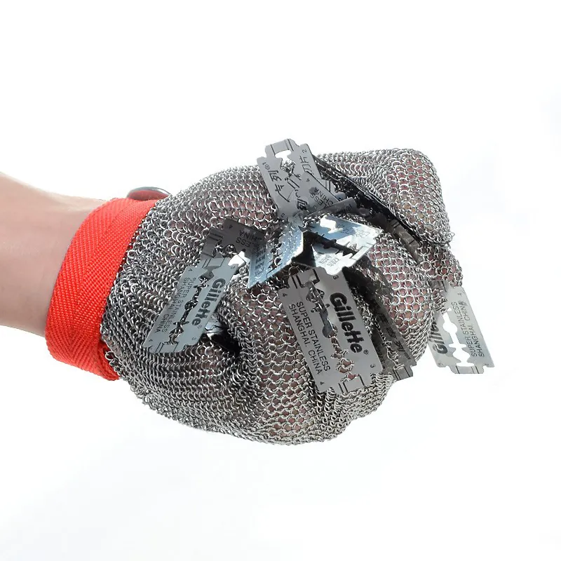 Bao Tay Lưới Inox Chống Cắt Có Vải Dệt Cổ Tay