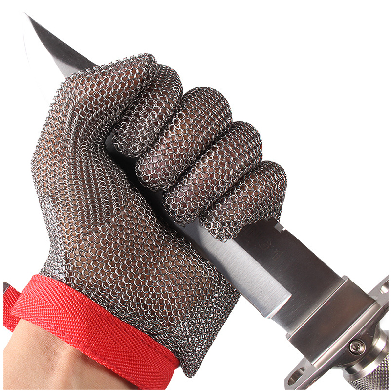 Bao Tay Lưới Inox Chống Cắt Có Vải Dệt Cổ Tay