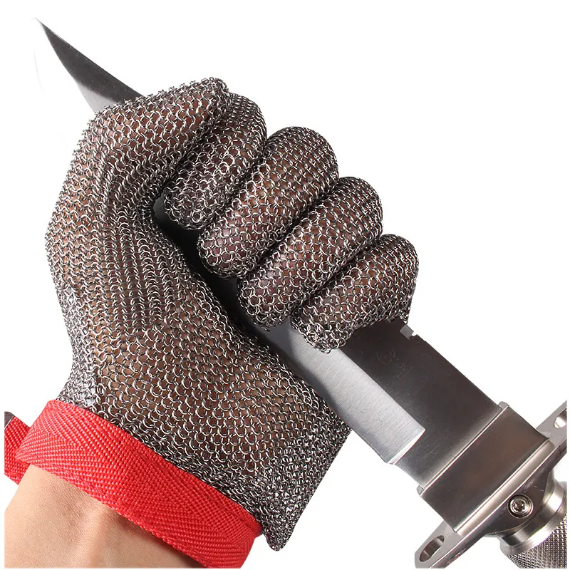 Bao Tay Lưới Inox Chống Cắt Có Vải Dệt Cổ Tay