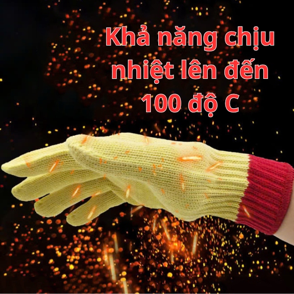 Găng Tay Aramid Chống Cắt Và Chịu Nhiệt 100 Độ C Dài 23cm