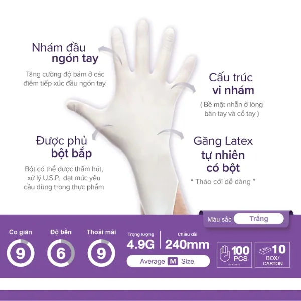 Găng Tay Cao Su Y Tế Latex Sglove Có Bột