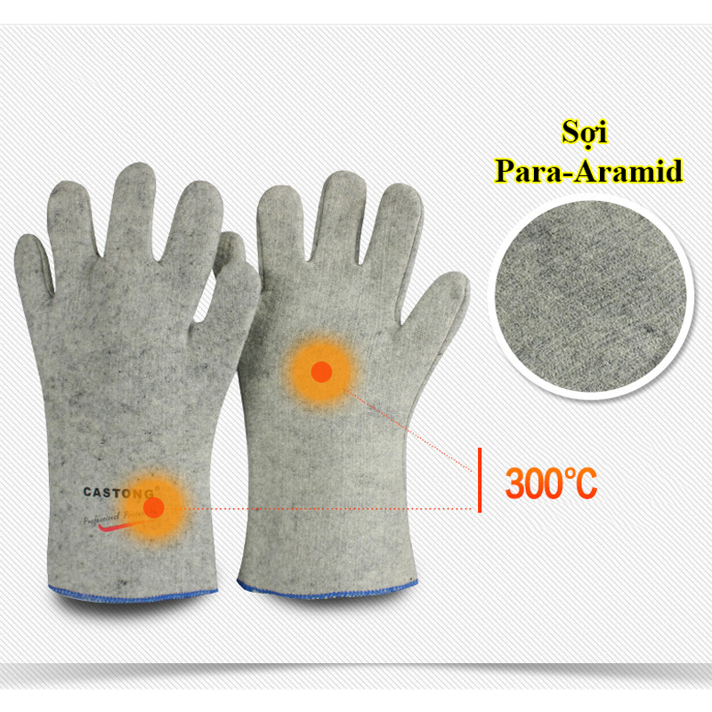 Găng Tay Chịu Nhiệt 300 Độ C Castong Màu Xám GKKK35-33