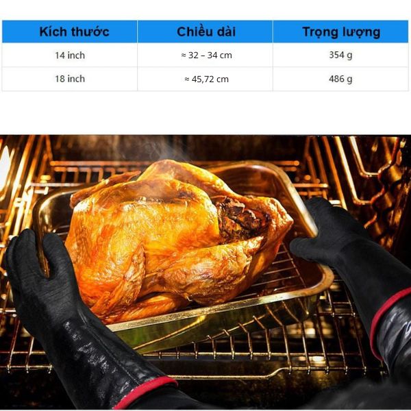 Găng Tay Chịu Nhiệt 500°C Neoprene Chống Nóng 14 -18 Inch