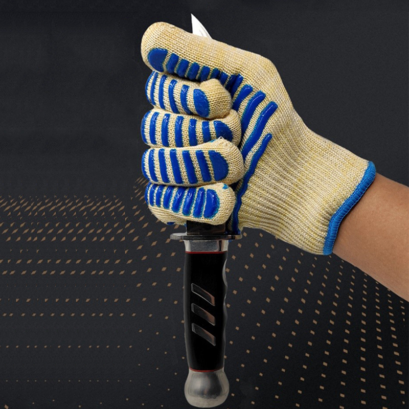 Găng Tay Chịu Nhiệt Lò Nướng Chất Liệu Aramid + Silicone Chống Trượt, Cách Nhiệt 500°C