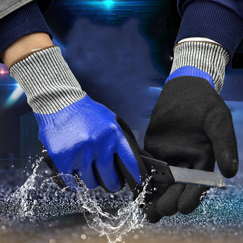 Găng Tay Chống Cắt Cấp Độ 5 Chất Liệu HPPENitrile Chịu Axit Kiềm Chống Trượt, Chống Thấm Nước, Chống Mài Mòn