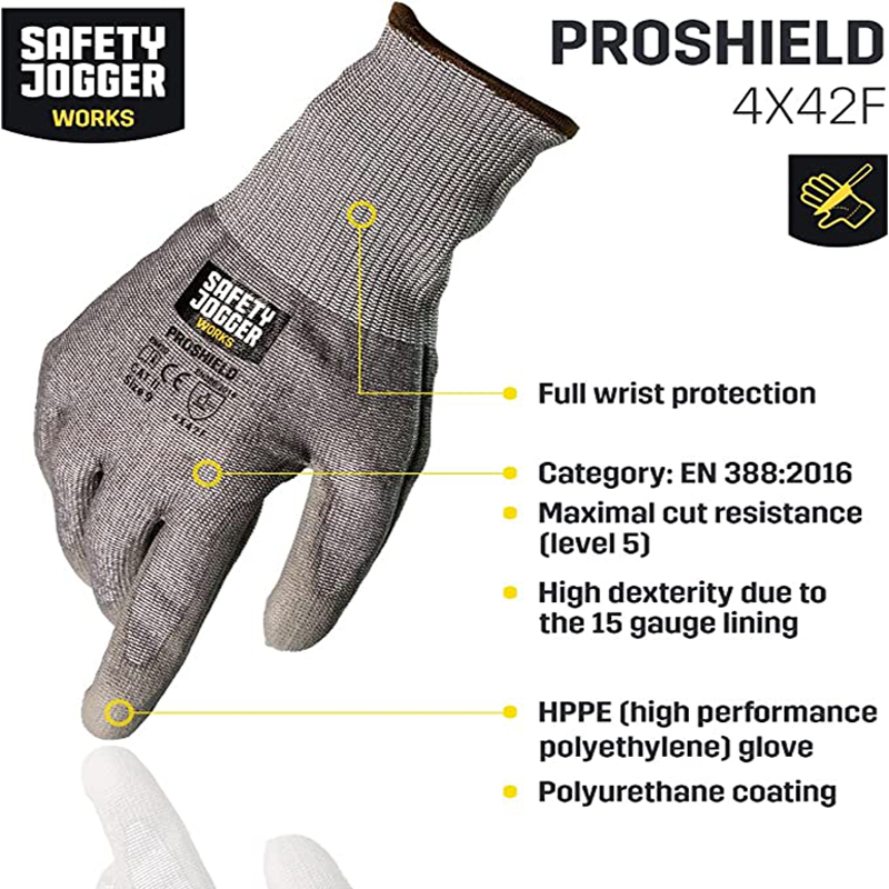 Găng Tay Chống Cắt Jogger Proshield 4X42F Lòng Bàn Tay Phủ PU Chống Cắt Cấp 5 Tiêu Chuẩn EN3882016