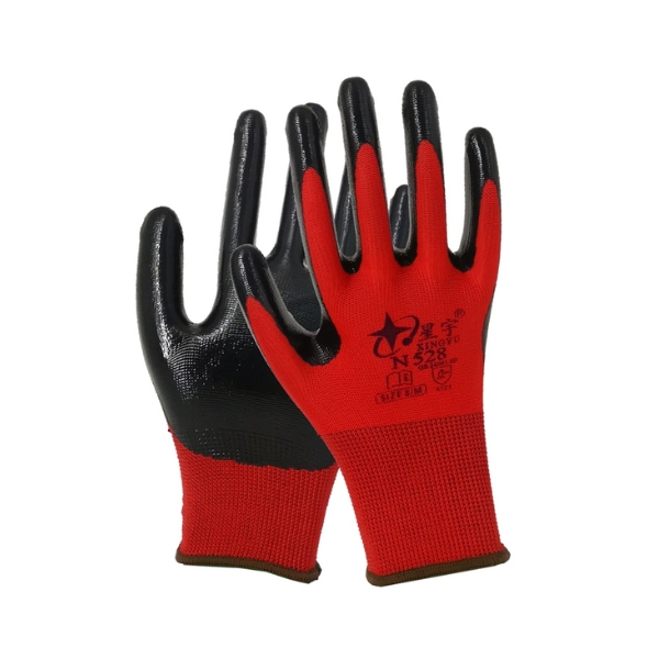 Găng Tay Chống Dầu Hóa Chất XingYu N528 Sợi Polyester Phủ Nitrile
