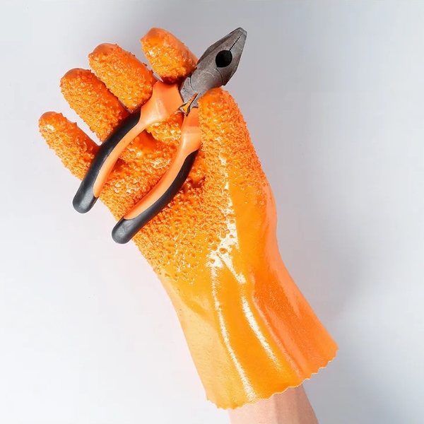 Găng Tay Chống Dầu Và Hóa Chất 708807908999 Phủ Nhựa PVC Có Hạt Cao Su