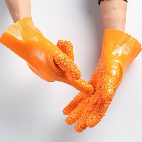 Găng Tay Chống Dầu Và Hóa Chất 708807908999 Phủ Nhựa PVC Có Hạt Cao Su