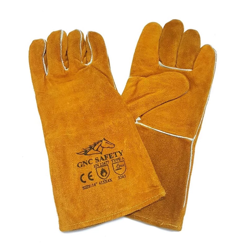 Găng Tay Hàn Da Bò GNC Safety Màu Vàng 14 -16 Inch