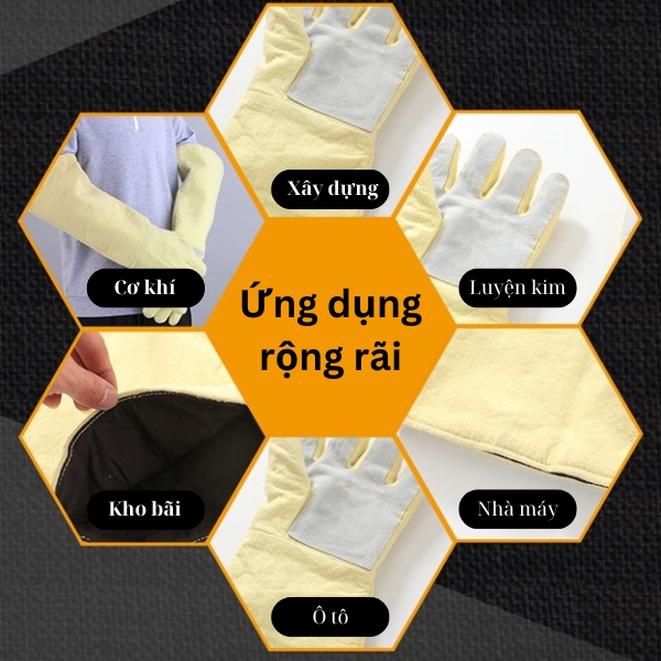 Găng Tay Kevlar Chịu Nhiệt Độ Cao 500 Độ Dài 60cm