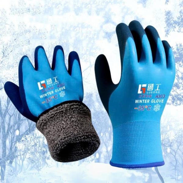 Găng Tay Kho Lạnh Chịu Được Nhiệt Độ -35°C Lòng Bàn Tay Phủ Cao Su Chống Trơn Trượt, Không Thấm Nước