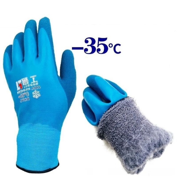 Găng Tay Kho Lạnh Chịu Được Nhiệt Độ -35°C Lòng Bàn Tay Phủ Cao Su Chống Trơn Trượt, Không Thấm Nước