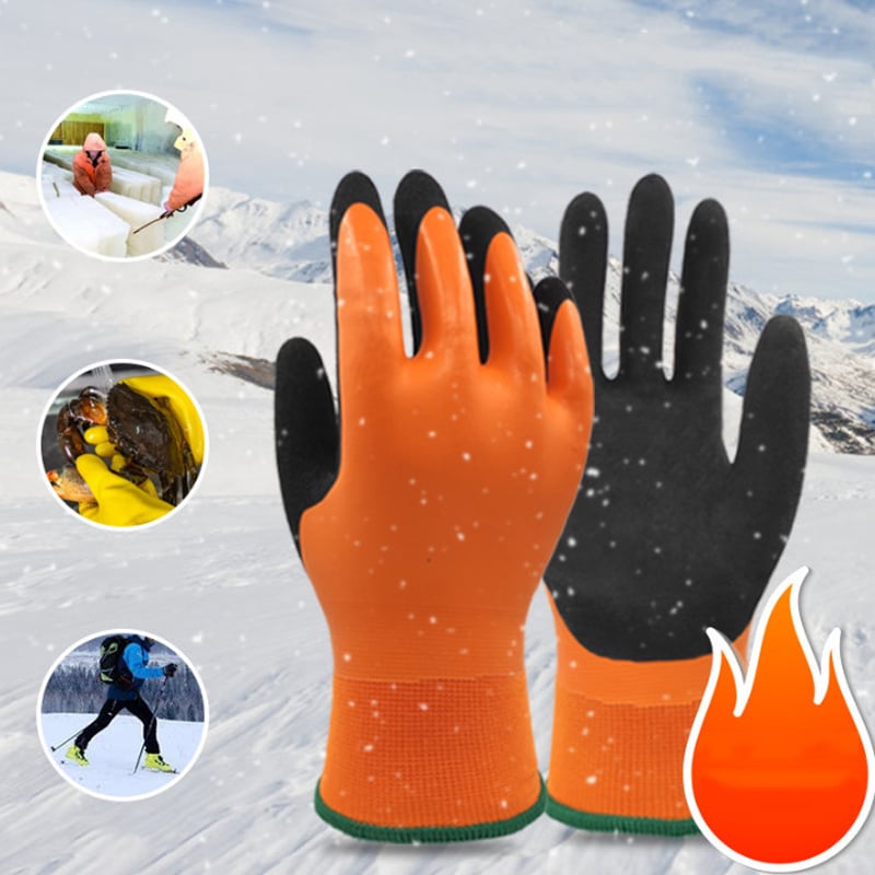 Găng Tay Kho Lạnh Chịu Được Nhiệt Độ -35°C Lòng Bàn Tay Phủ Cao Su Chống Trơn Trượt, Không Thấm Nước