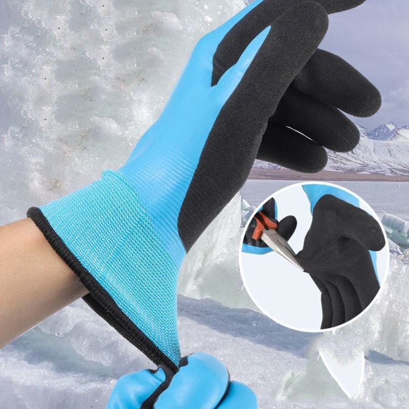 Găng Tay Kho Lạnh Chịu Được Nhiệt Độ -35°C Lòng Bàn Tay Phủ Cao Su Chống Trơn Trượt, Không Thấm Nước