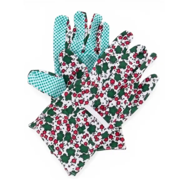 Găng Tay Làm Vườn Cotton Phủ Hạt Nhựa PVC Chống Trơn Trượt