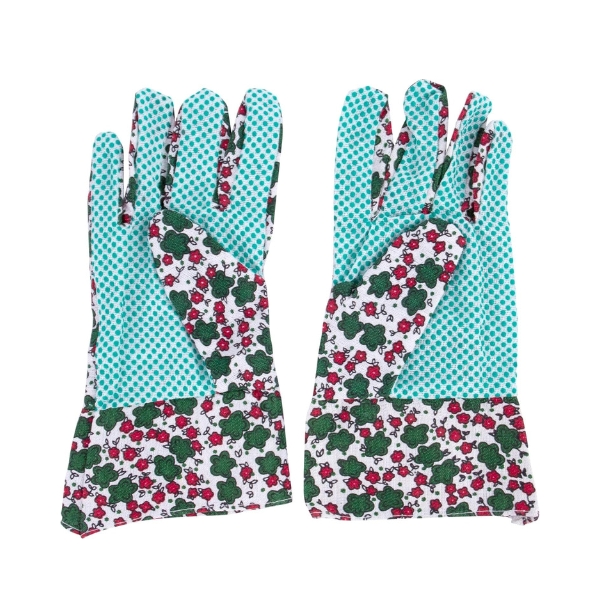 Găng Tay Làm Vườn Cotton Phủ Hạt Nhựa PVC Chống Trơn Trượt