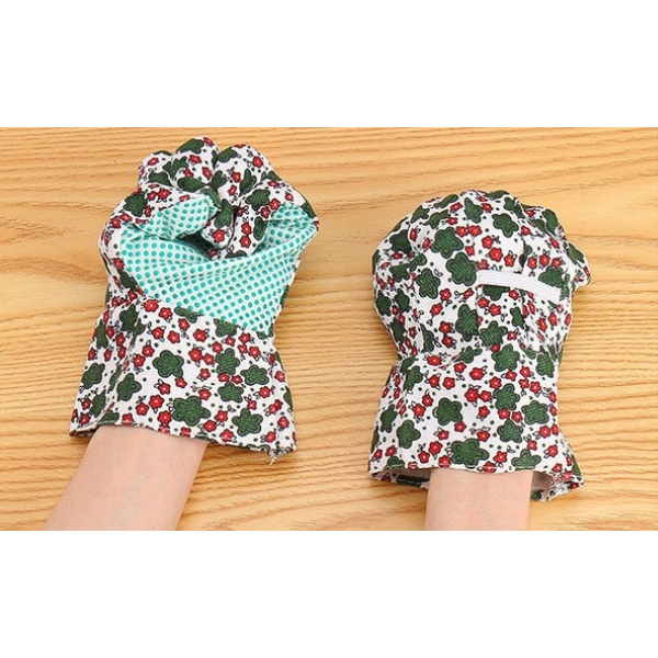 Găng Tay Làm Vườn Cotton Phủ Hạt Nhựa PVC Chống Trơn Trượt