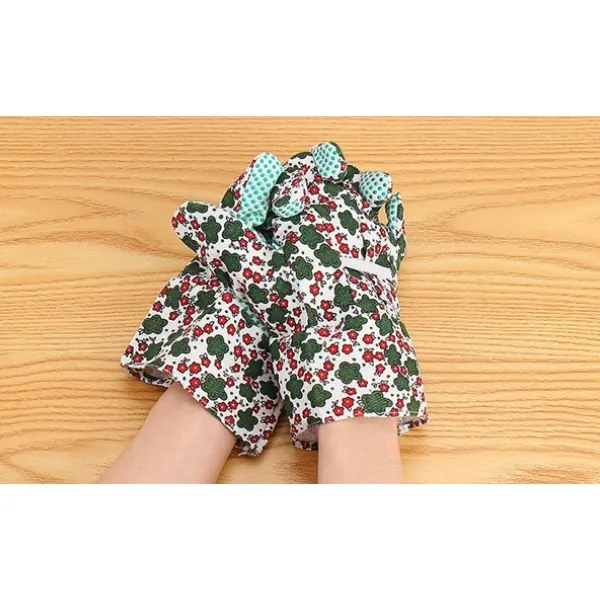 Găng Tay Làm Vườn Cotton Phủ Hạt Nhựa PVC Chống Trơn Trượt