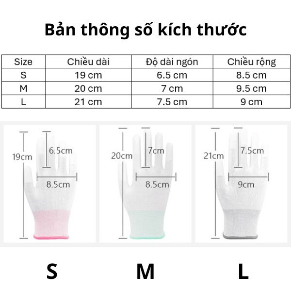 Găng Tay PU Phủ Ngón Tay Màu Trắng