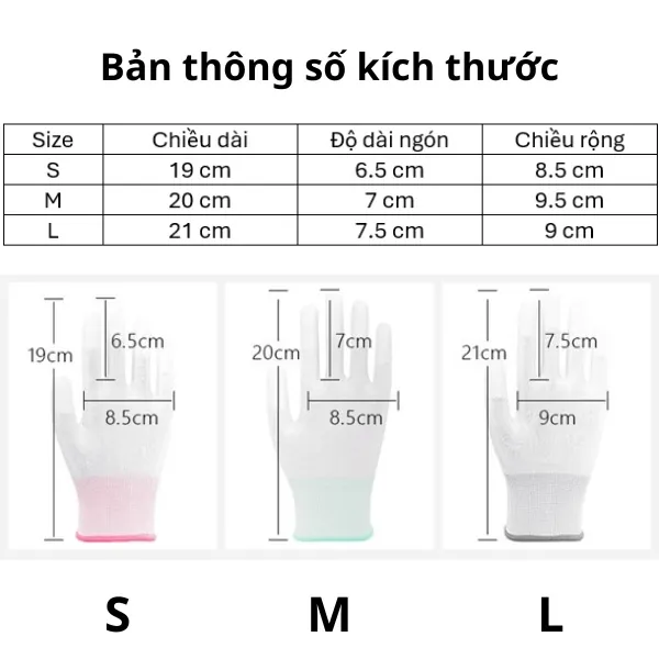 Găng Tay PU Phủ Ngón Tay Màu Trắng