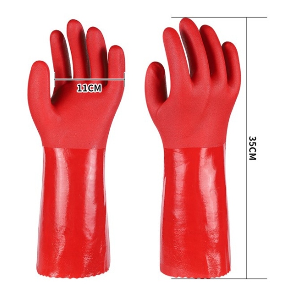 Găng Tay PVC Phủ Hạt Cao Su Chống Hóa Chất Chống Dầu Và Axit