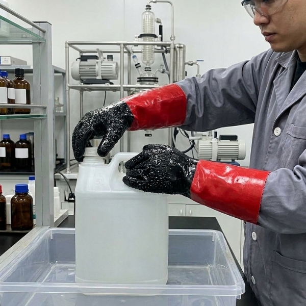 Găng Tay PVC Phủ Hạt Cao Su Chống Hóa Chất Chống Dầu Và Axit
