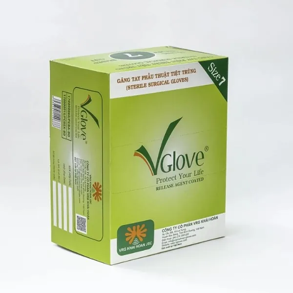 Găng Tay Phẫu Thuật Tiệt Trùng Vglove Có Bột