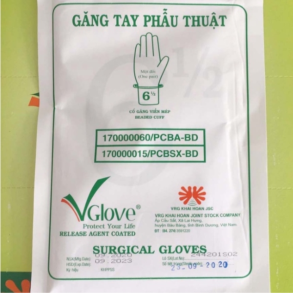 Găng Tay Phẫu Thuật Tiệt Trùng Vglove Có Bột