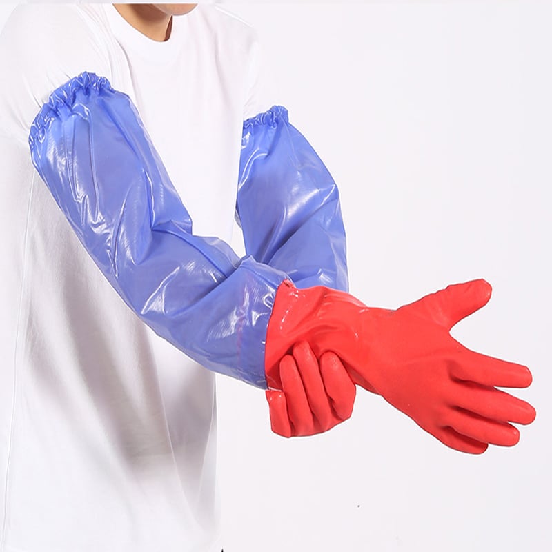 Găng Tay Rửa Bát, Vệ Sinh, Nội Trợ Bằng Cao Su Lót Nhung Chống Thấm Nước Dài 45cm