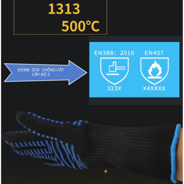 Găng Tay Silicon Chịu Nhiệt Độ Cao 500°C Dài 27CM