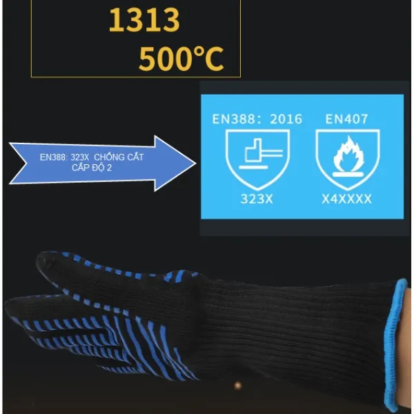 Găng Tay Silicon Chịu Nhiệt Độ Cao 500°C Dài 27CM