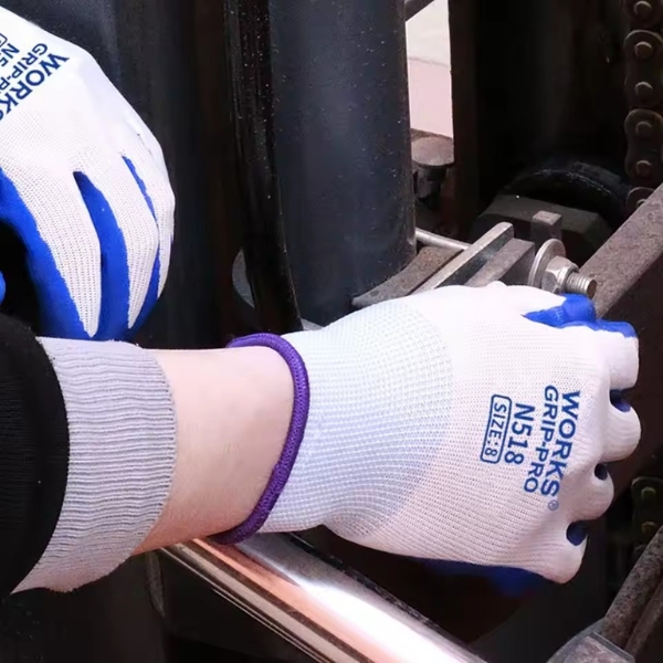 Găng tay Chống Dầu Works Grip-Pro N518 Sợi Nylon Nhúng Nitrile