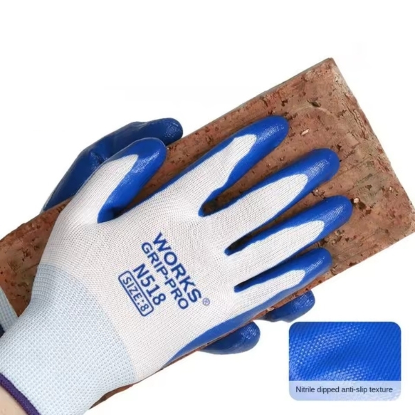 Găng tay Chống Dầu Works Grip-Pro N518 Sợi Nylon Nhúng Nitrile
