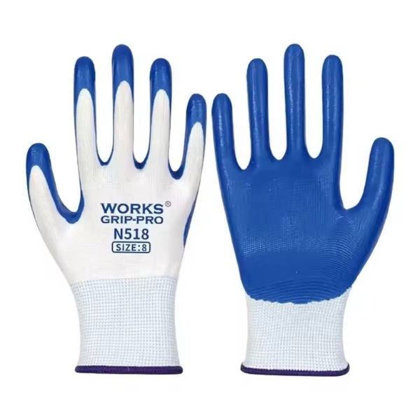 Găng tay Chống Dầu Works Grip-Pro N518 Sợi Nylon Nhúng Nitrile