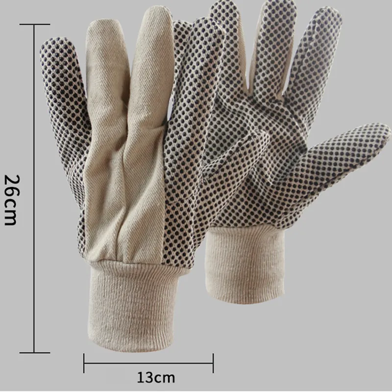 Găng tay vải chấm hạt nhựa PVC màu đen 8 OZ chủng loại từ 75gram - 95gram