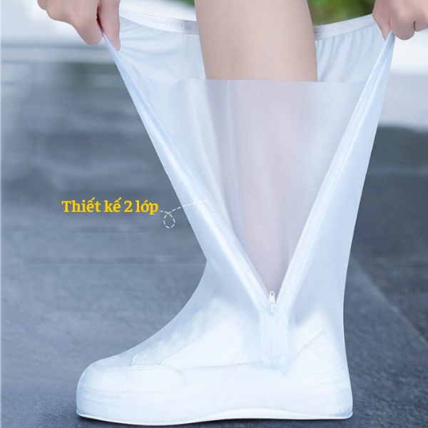 BỌC GIÀY ĐI MƯA PVC CAO 40CM CHỐNG THẤM NƯỚC CHỐNG TRƠN TRƯỢT