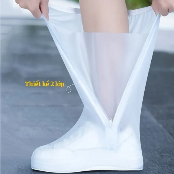 BỌC GIÀY ĐI MƯA PVC CAO 40CM CHỐNG THẤM NƯỚC CHỐNG TRƠN TRƯỢT